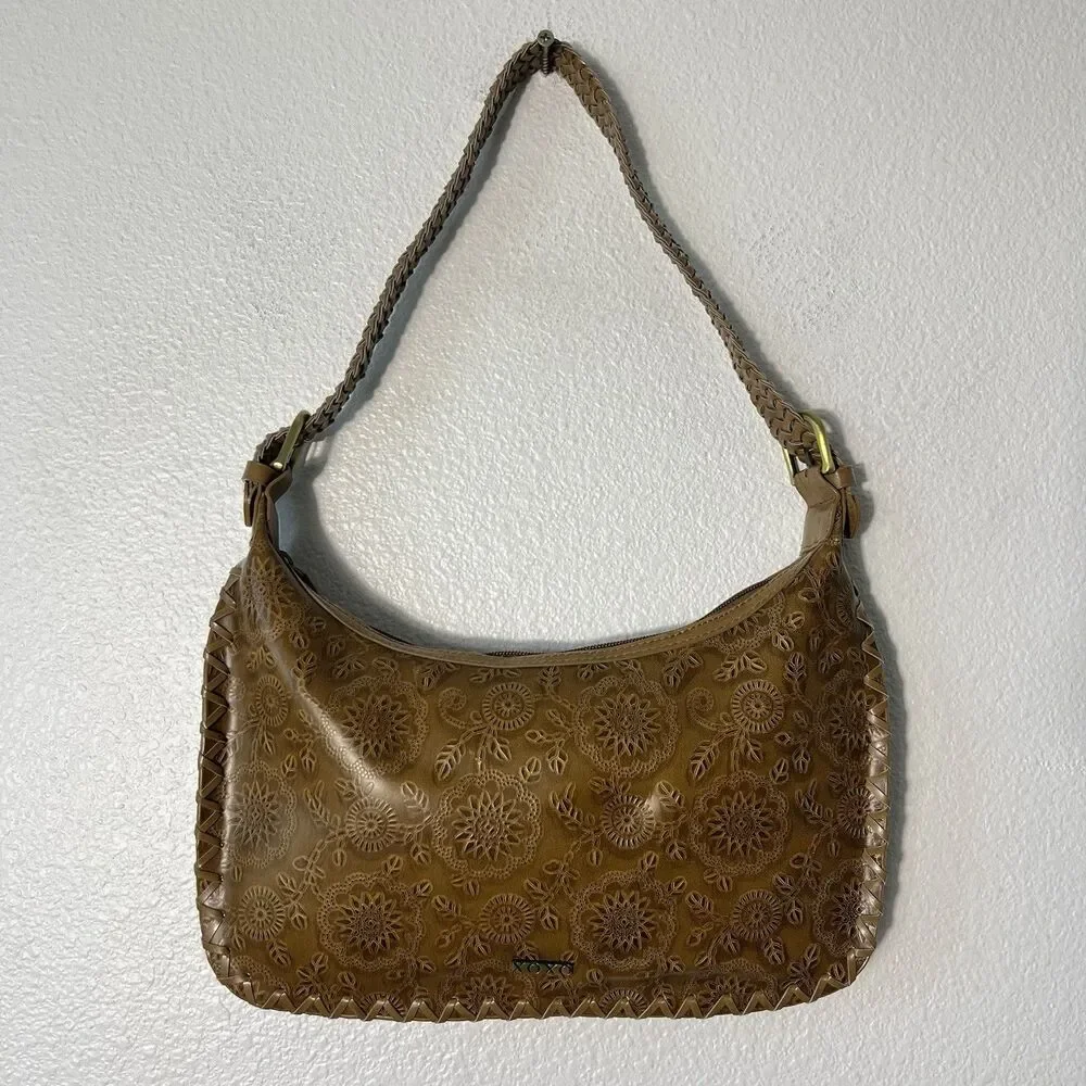 VTG XOXO Floral Embossed Tooled Boho Shoulder Bag Y2K Indie Western